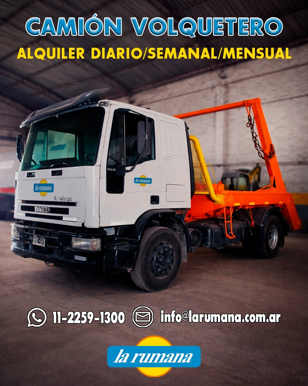 Camión volquetero de Servicios La Rumana